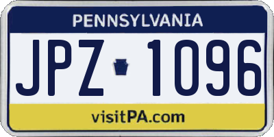 PA license plate JPZ1096