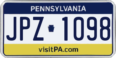 PA license plate JPZ1098