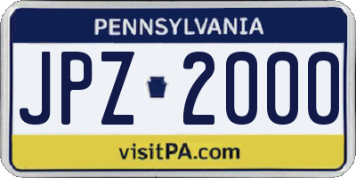 PA license plate JPZ2000