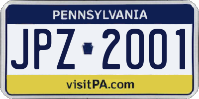 PA license plate JPZ2001