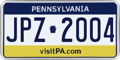 PA license plate JPZ2004