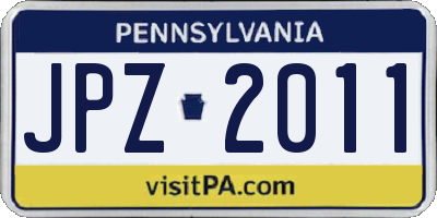 PA license plate JPZ2011