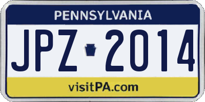 PA license plate JPZ2014