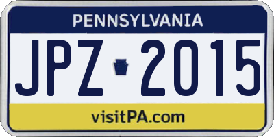 PA license plate JPZ2015