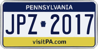 PA license plate JPZ2017