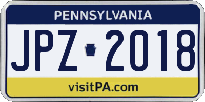 PA license plate JPZ2018