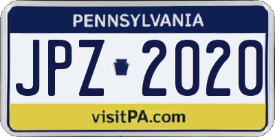 PA license plate JPZ2020