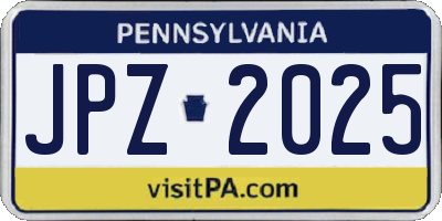 PA license plate JPZ2025