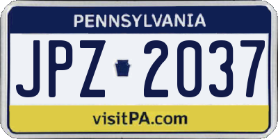 PA license plate JPZ2037