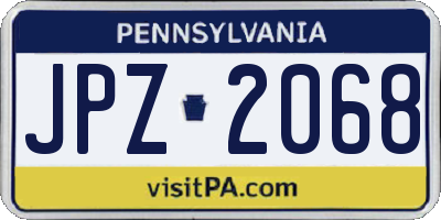 PA license plate JPZ2068