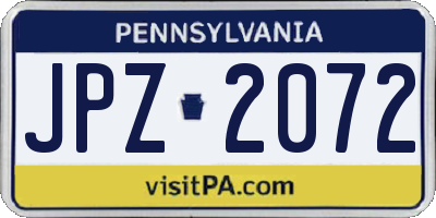 PA license plate JPZ2072