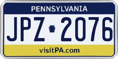 PA license plate JPZ2076
