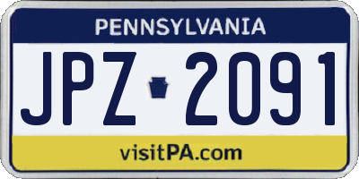 PA license plate JPZ2091