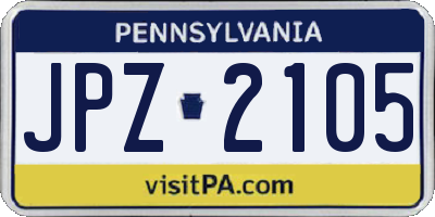PA license plate JPZ2105