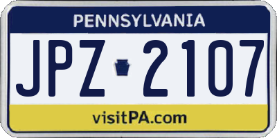PA license plate JPZ2107