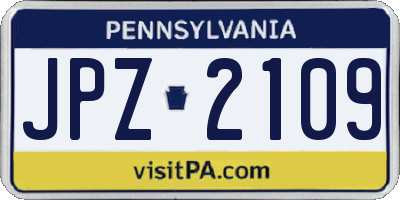 PA license plate JPZ2109