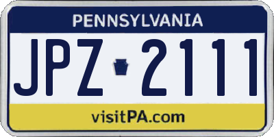 PA license plate JPZ2111