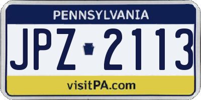 PA license plate JPZ2113