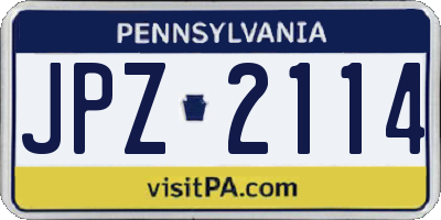 PA license plate JPZ2114