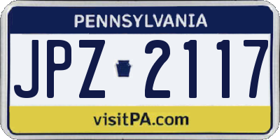 PA license plate JPZ2117