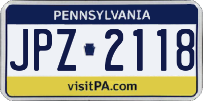 PA license plate JPZ2118