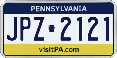 PA license plate JPZ2121