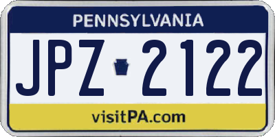 PA license plate JPZ2122