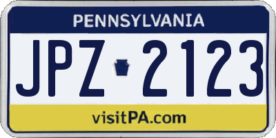 PA license plate JPZ2123