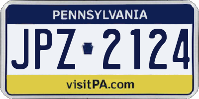 PA license plate JPZ2124