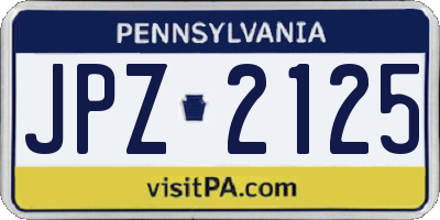 PA license plate JPZ2125