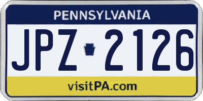PA license plate JPZ2126