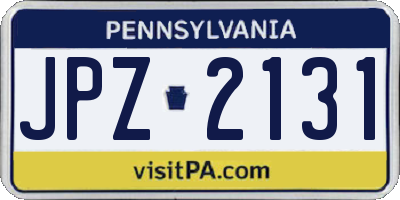 PA license plate JPZ2131