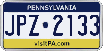 PA license plate JPZ2133