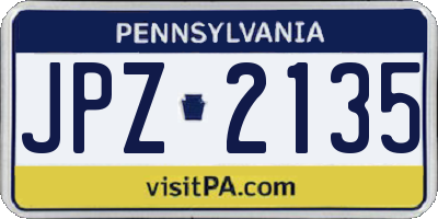 PA license plate JPZ2135