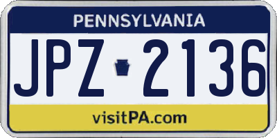 PA license plate JPZ2136