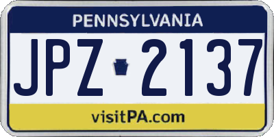PA license plate JPZ2137