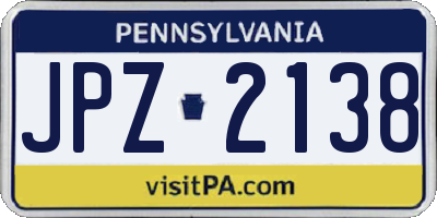 PA license plate JPZ2138