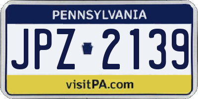 PA license plate JPZ2139