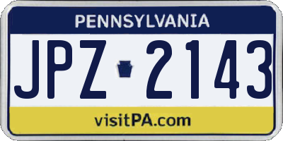 PA license plate JPZ2143