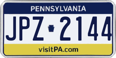 PA license plate JPZ2144