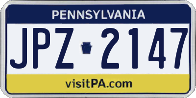PA license plate JPZ2147