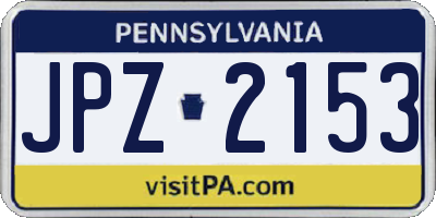 PA license plate JPZ2153