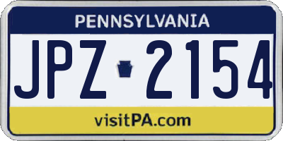 PA license plate JPZ2154