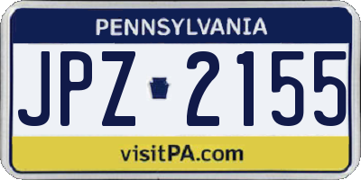 PA license plate JPZ2155
