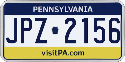 PA license plate JPZ2156