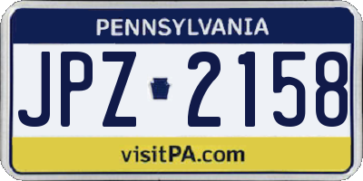PA license plate JPZ2158
