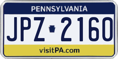PA license plate JPZ2160