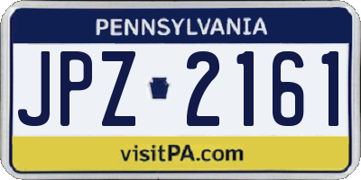 PA license plate JPZ2161