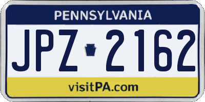 PA license plate JPZ2162