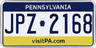 PA license plate JPZ2168
